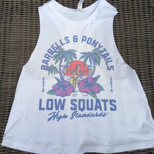 Barbells And Ponytails " Beach"  Crop Racer Tank Top NEW